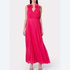 Milly Evie Pleated hot pink halter dress. Size 4. Brand new!